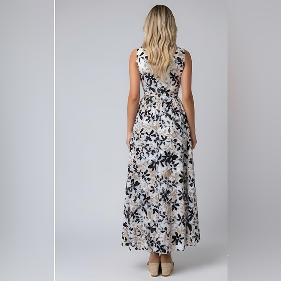 Floral Print Deep V Neck Dress - Picture 4 of 7